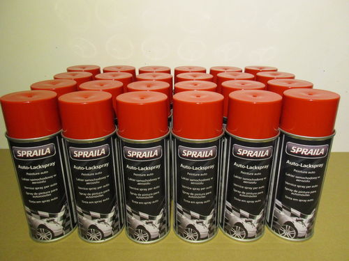 24 Spraydosen Lackspray Rot glänzend RAL 3000 Feuerrot Sprühlack 400ml