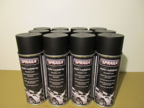 12 Spraydosen Lackspray schwarz matt RAL 9005 Tiefschwarz 400ml