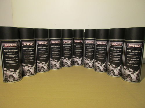 10 Spraydosen Lackspray schwarz matt RAL 9005 Tiefschwarz 400ml