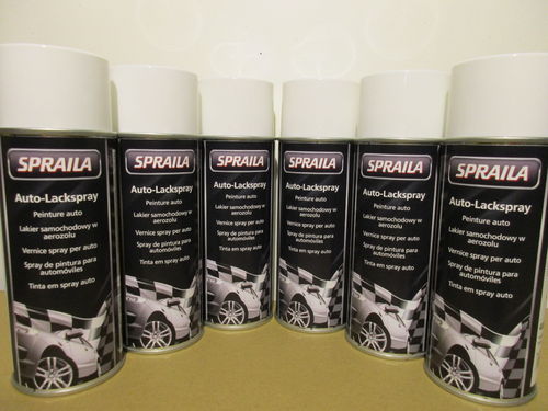 6 Spraydosen Lackspray Weiß glänzend 400ml Spraila