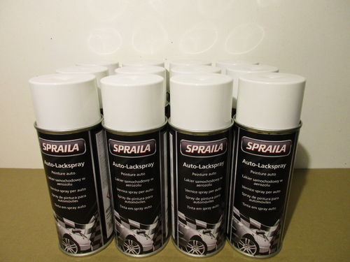 12 Spraydosen Lackspray Weiß glänzend 400ml Spraila