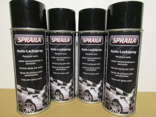4 Spraydosen Lackspray schwarz glänzend RAL9005 Tiefschwarz Sprühlack 400ml