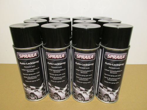 12 Spraydosen Lackspray schwarz glänzend RAL9005 Tiefschwarz Sprühlack 400ml