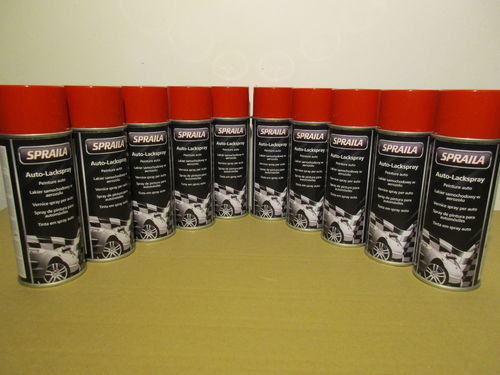 10 Spraydosen Lackspray Rot glänzend RAL 3000 Feuerrot Sprühlack 400ml