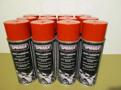 12 Spraydosen Lackspray Rot glänzend RAL 3000 Feuerrot Sprühlack 400ml