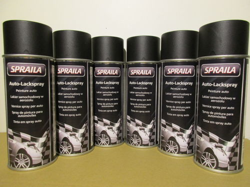 6 Spraydosen Lackspray schwarz matt RAL 9005 Tiefschwarz 400ml